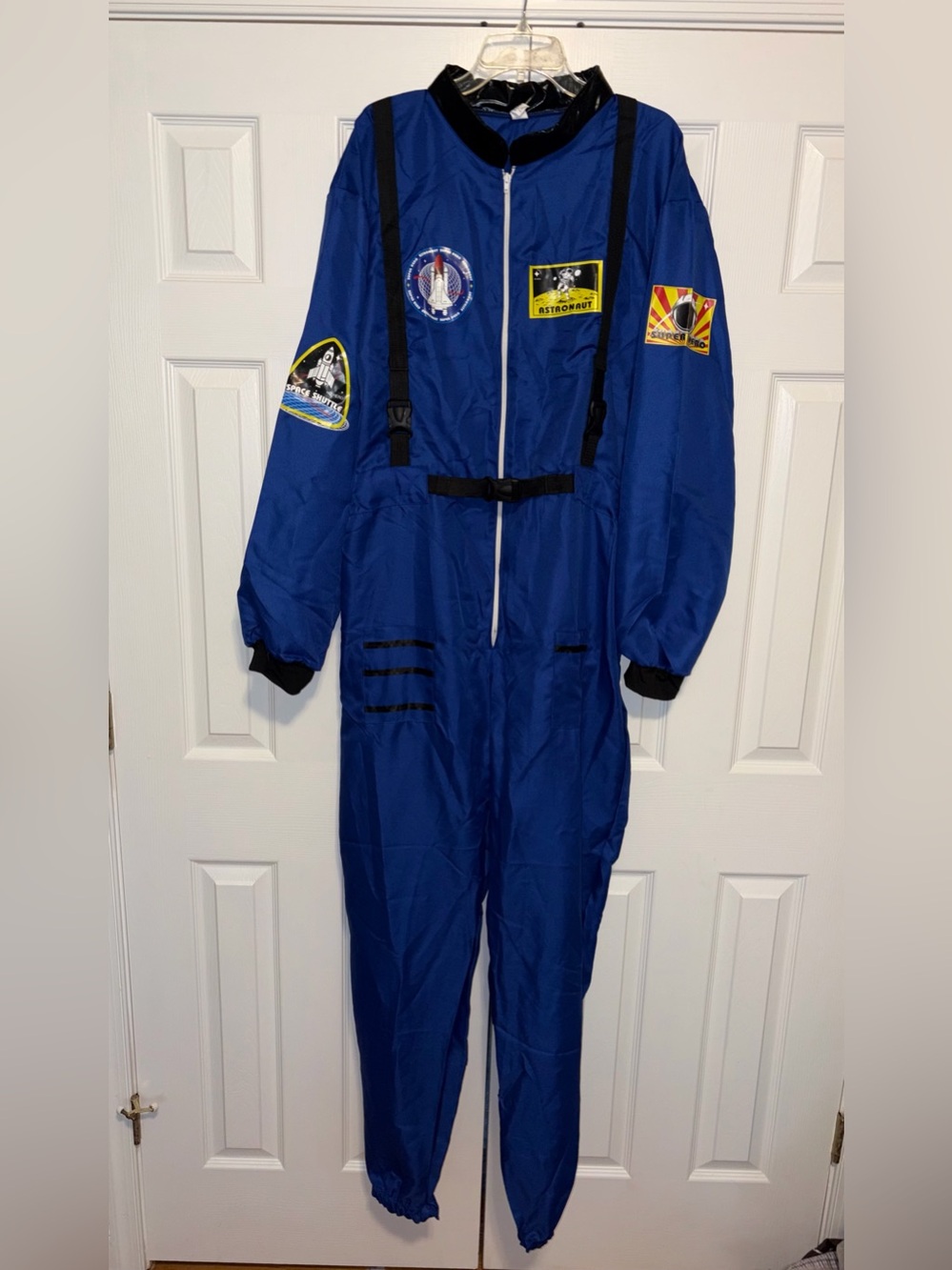 Unisex Blue Astronaut Costume Jumpsuit Coveralls w/ Patches 2XL Polyester